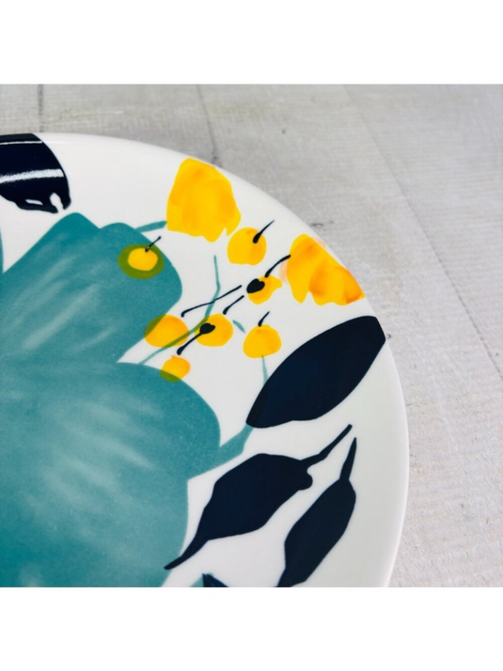 Baum Brothers BELLA FLORAL Turquoise Yellow Floral Salad Lunch Plates Set of 4 - Picture 16 of 16